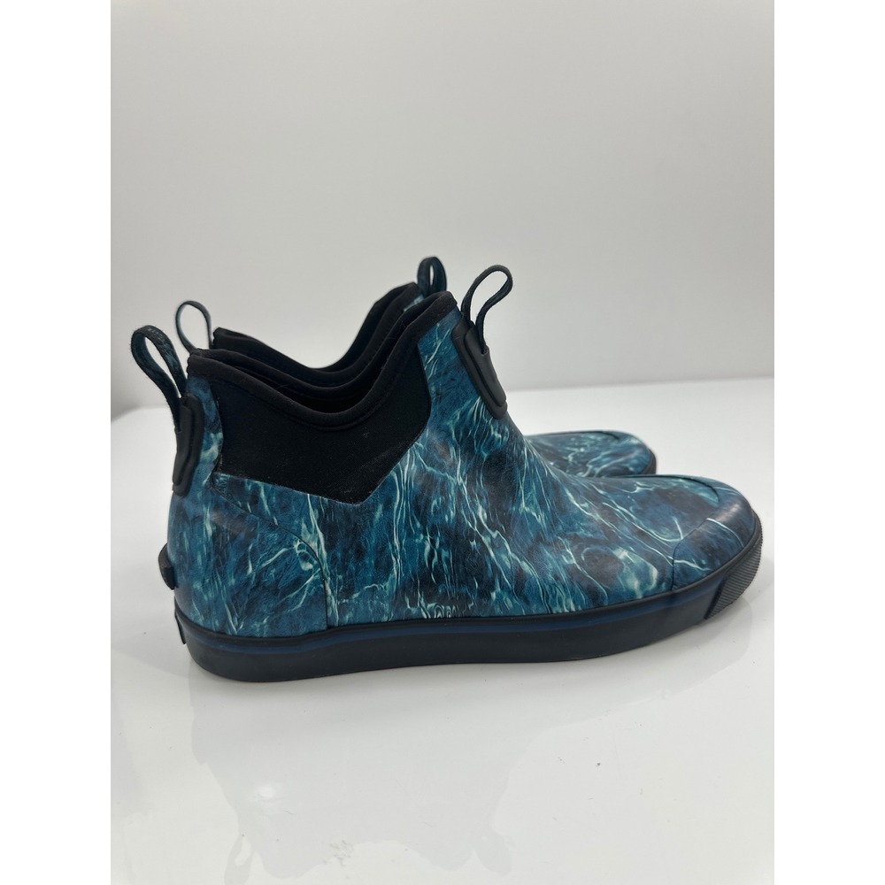 Rocky Unisex 7" Deck Boot Water Camo Blue Fishing Rain Boots Mens 9 Womens 11